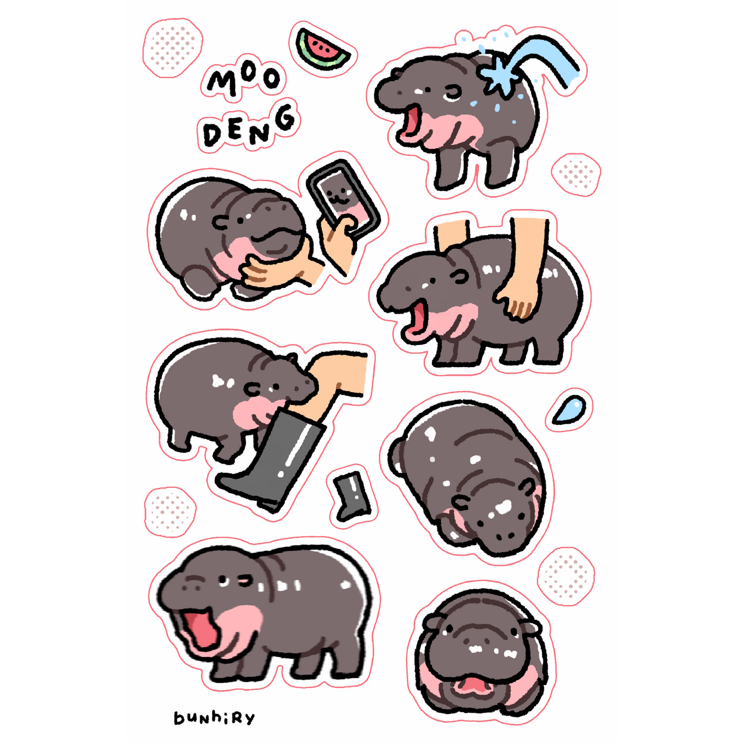 Moo Deng Sticker Sheet