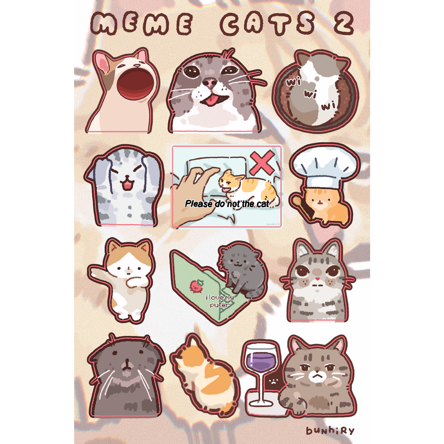 Meme Cats 2 Sticker Sheet