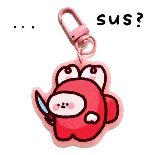 Amogus Bimbo Pink Acrylic Keychain