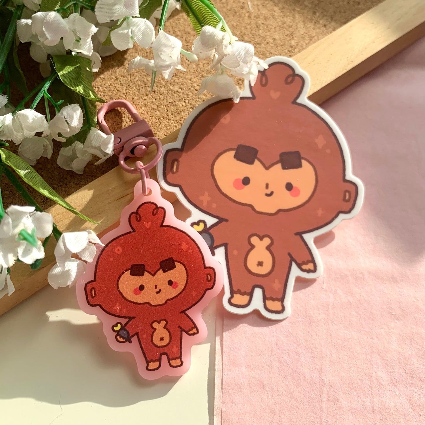 BTD6 Dart Monkey Pink Acrylic Keychain