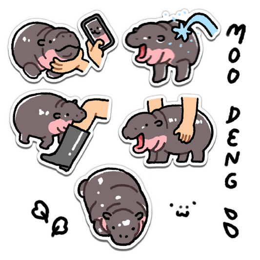 Moo Deng Baby Hippo Stickers