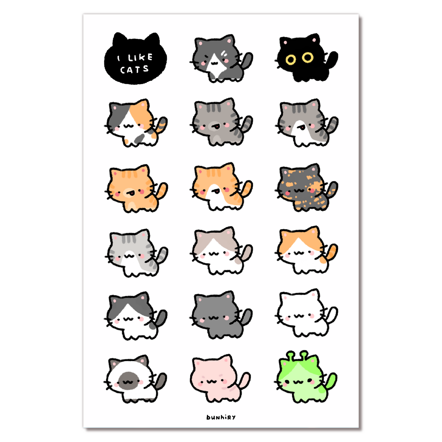 I Like Cats Sticker Sheet