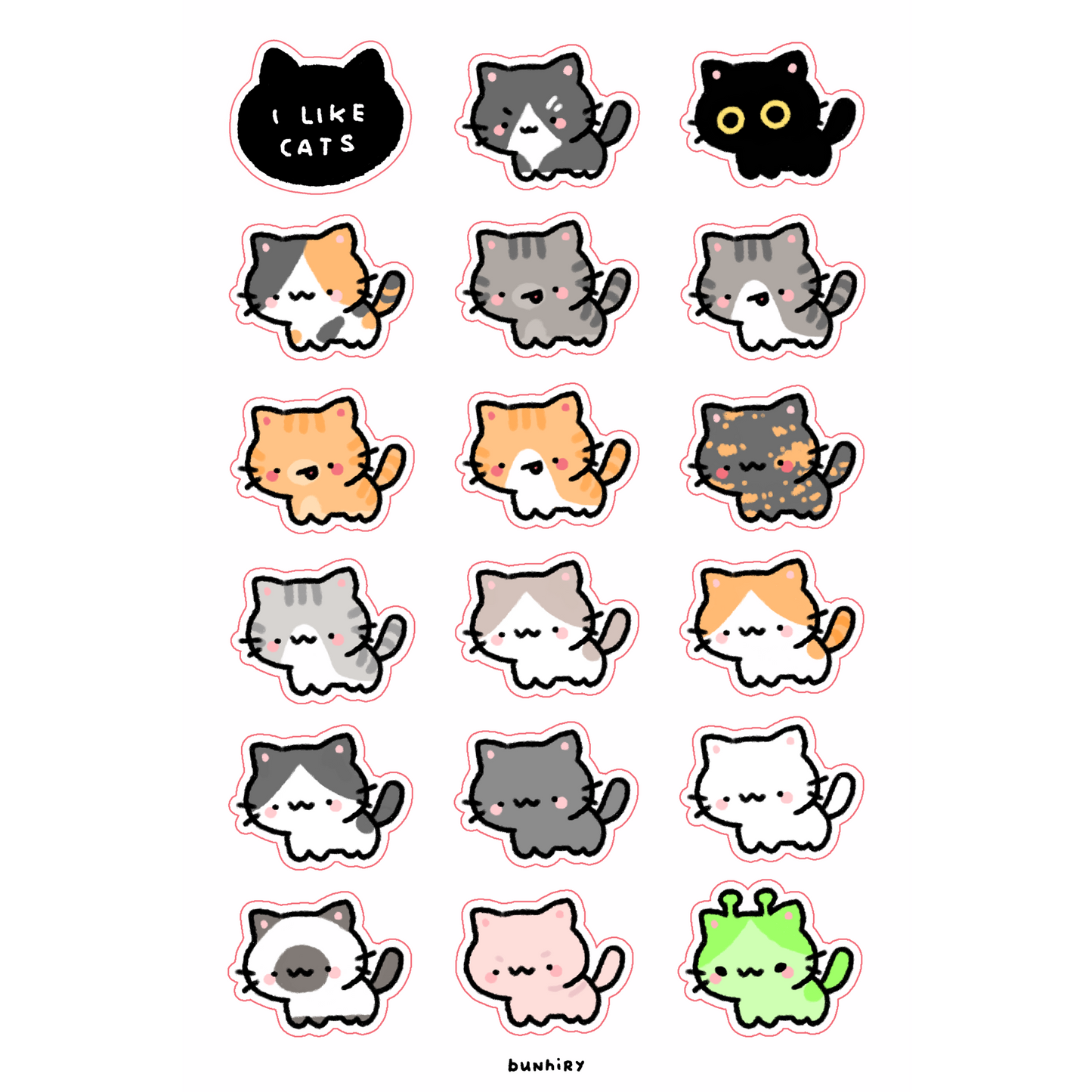 I Like Cats Sticker Sheet