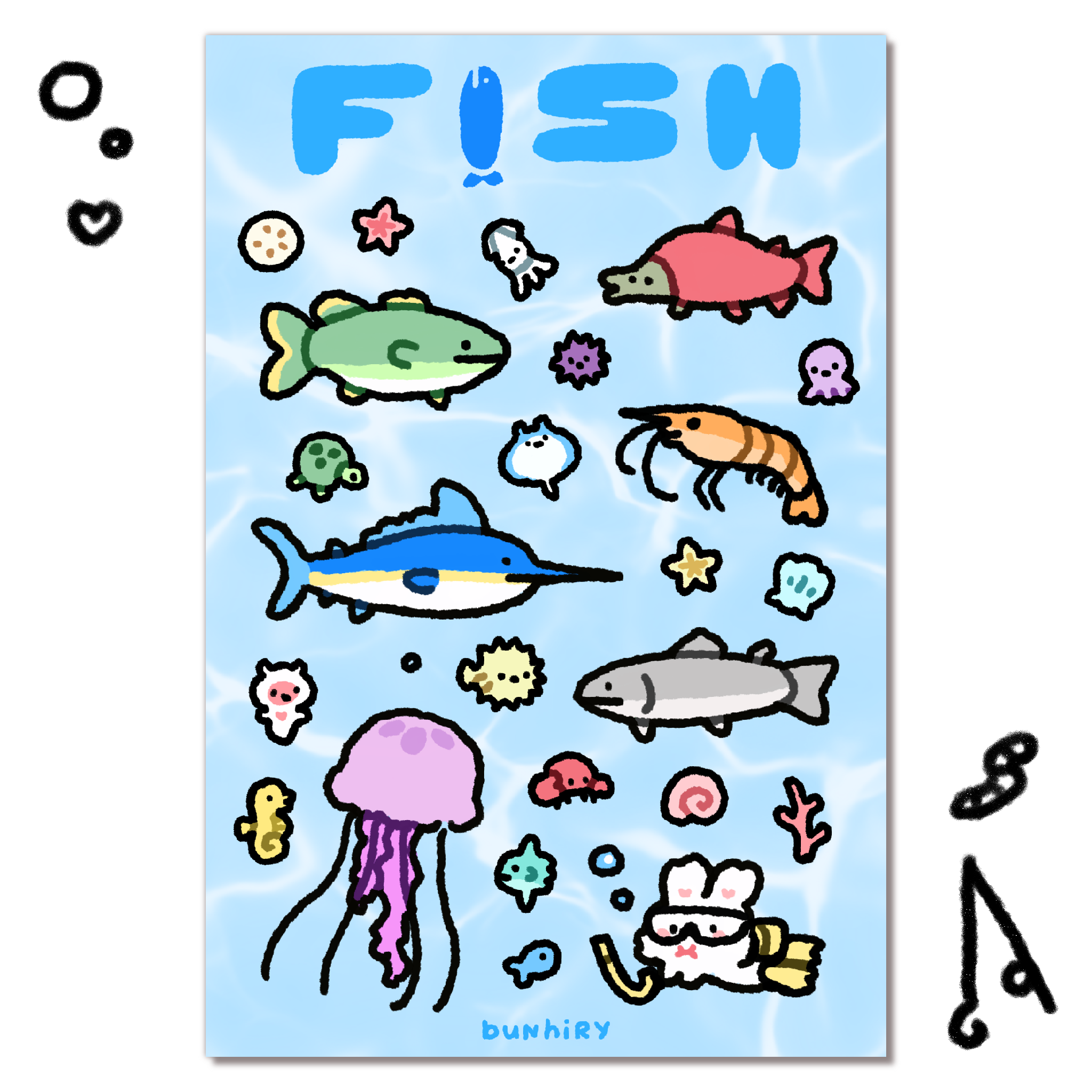 Fish Sticker Sheet – Bunhiry