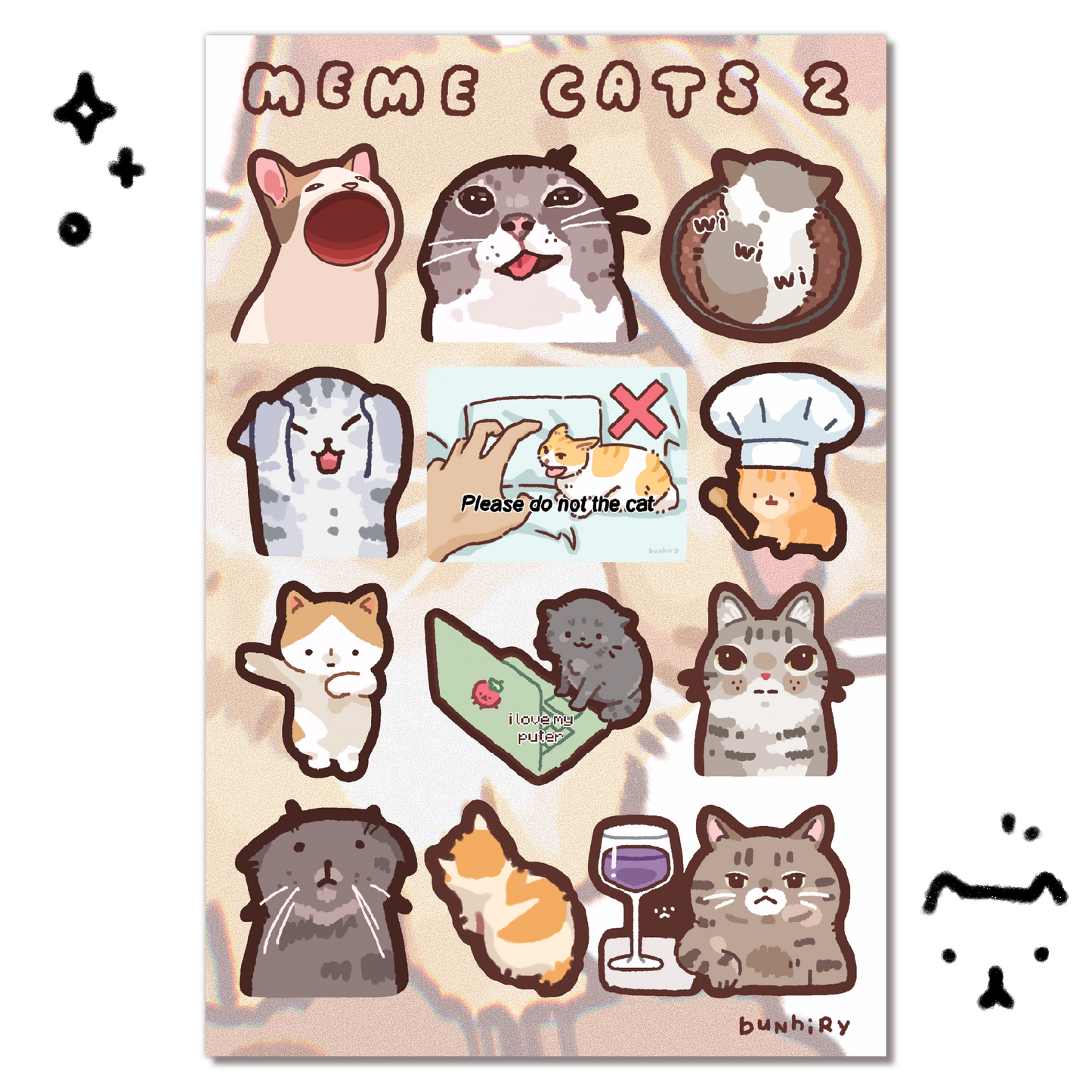Meme Cats 2 Sticker Sheet