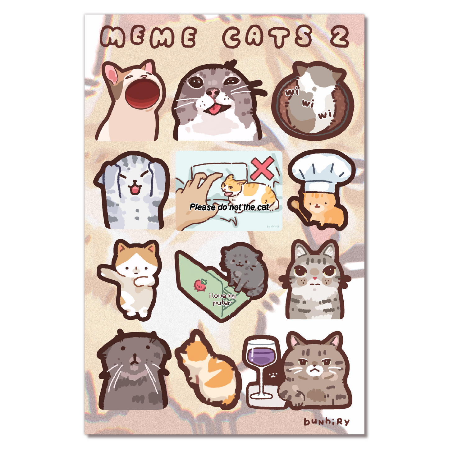 Meme Cats 2 Sticker Sheet