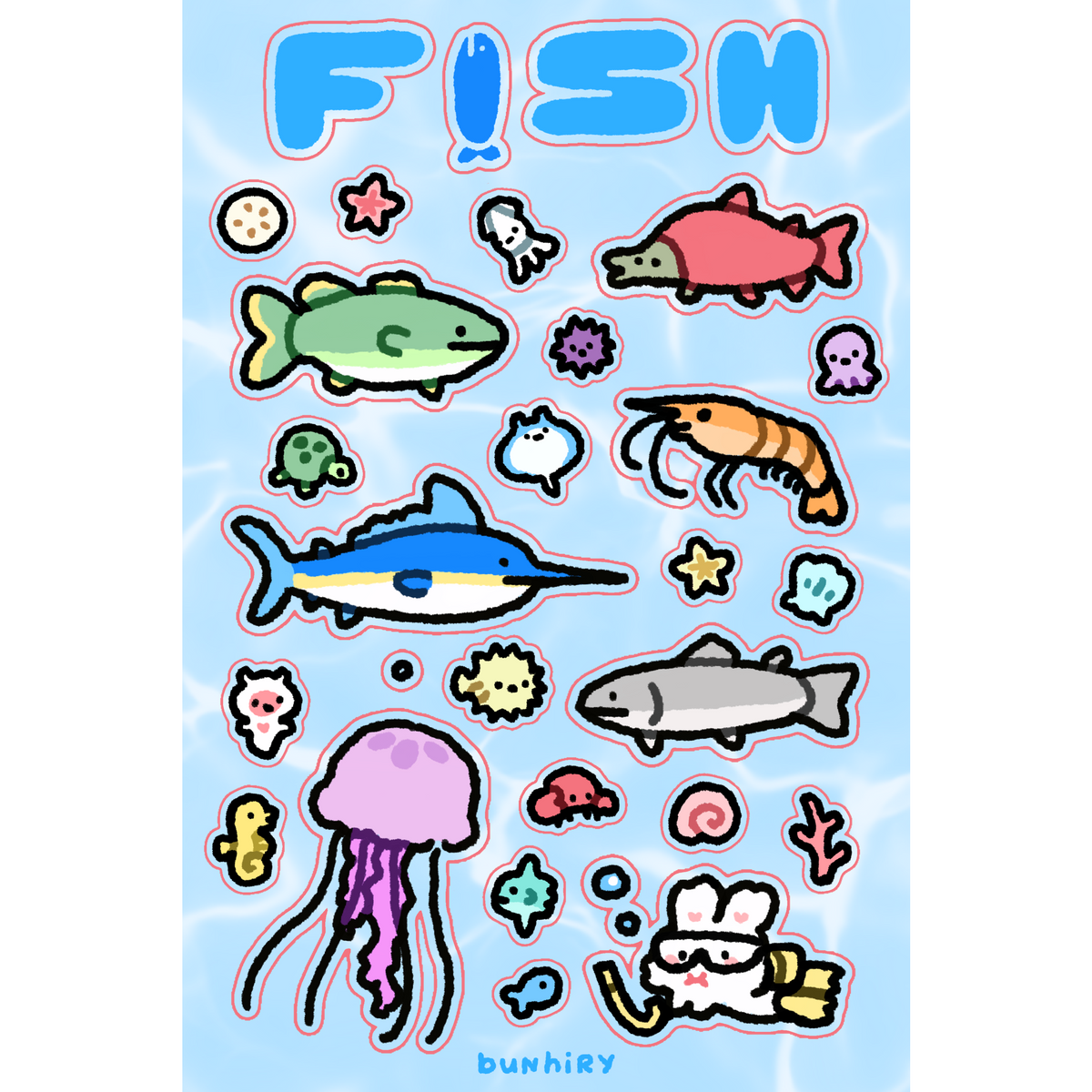 Transparent Fish Sticker Fish Sticker Sheet – Bunhiry