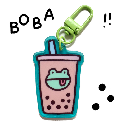 Frog Boba Green Acrylic Keychain
