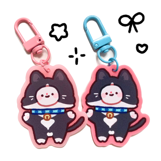 Tuxedo Cat Costume Bimbo Pink Acrylic Keychain