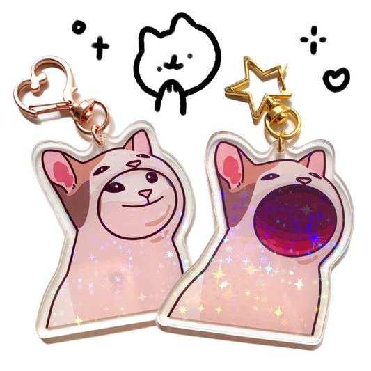 Pop Cat Holographic Acrylic Keychain