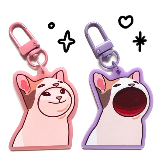 Pop Cat Pink & Purple Acrylic Keychains