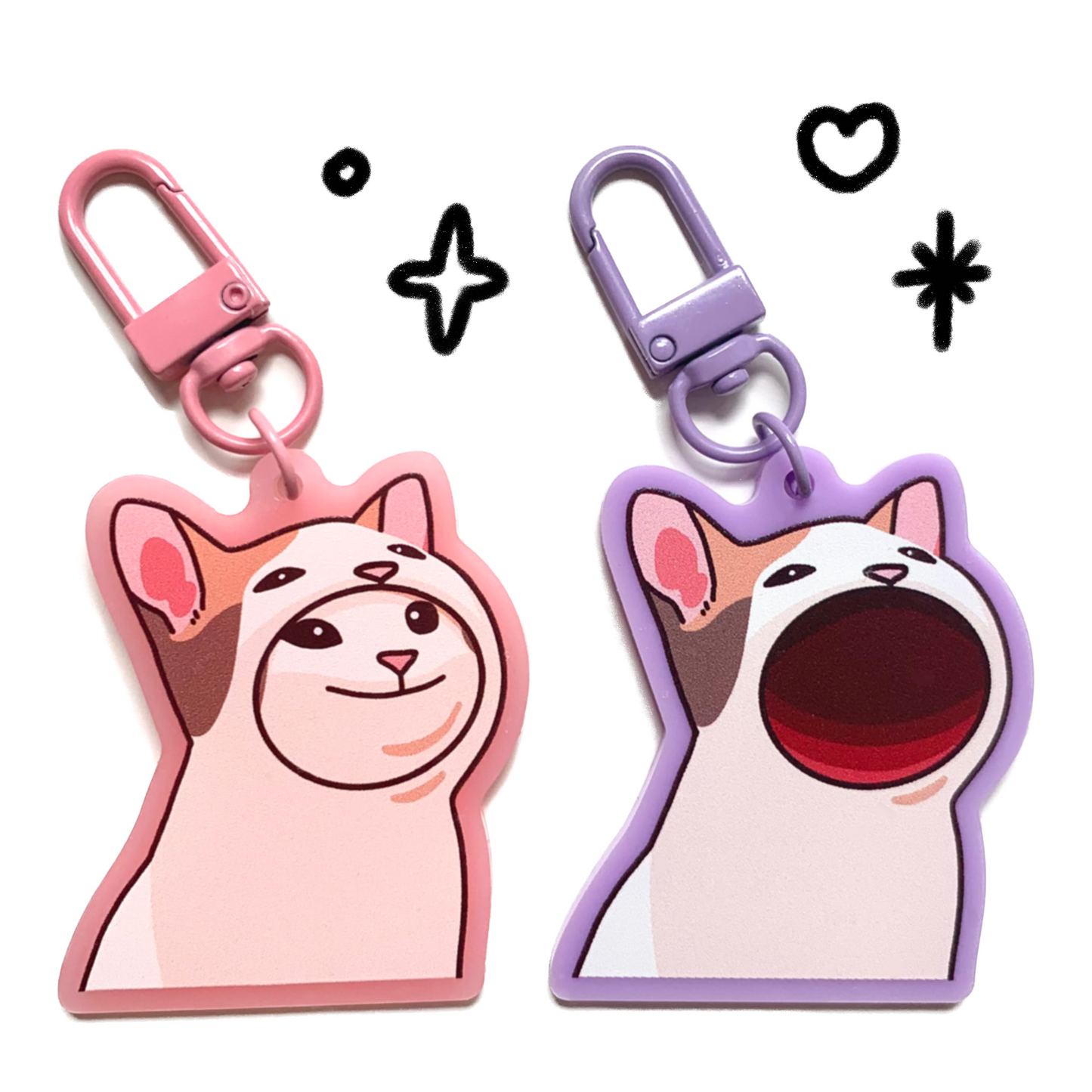 Pop Cat Pink & Purple Acrylic Keychains