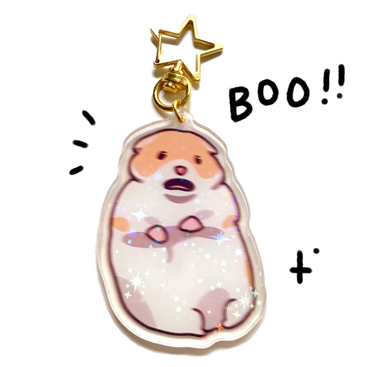 Scared Hamster Holographic Acrylic Keychain
