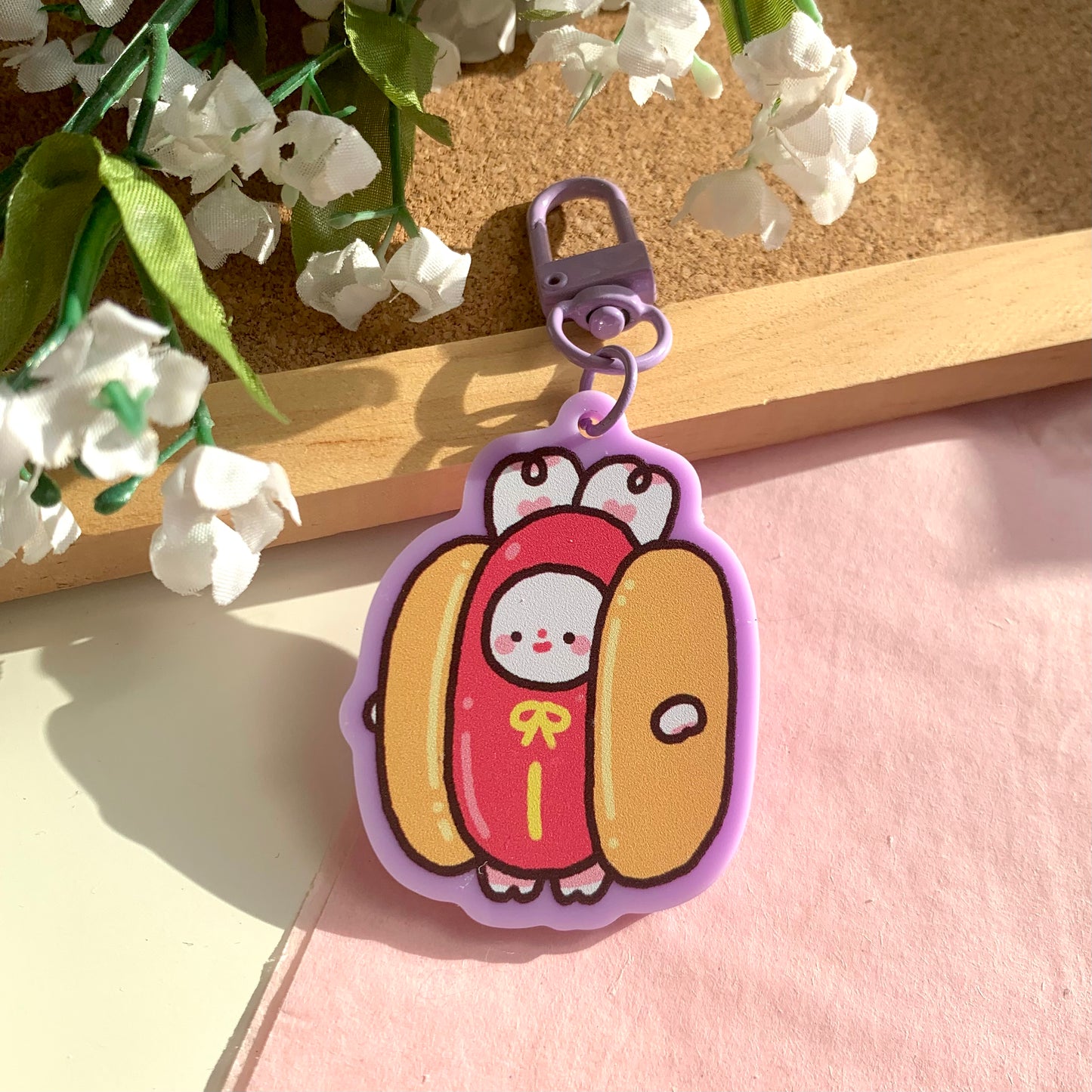 Hot Dog Bimbo Purple Acrylic Keychain
