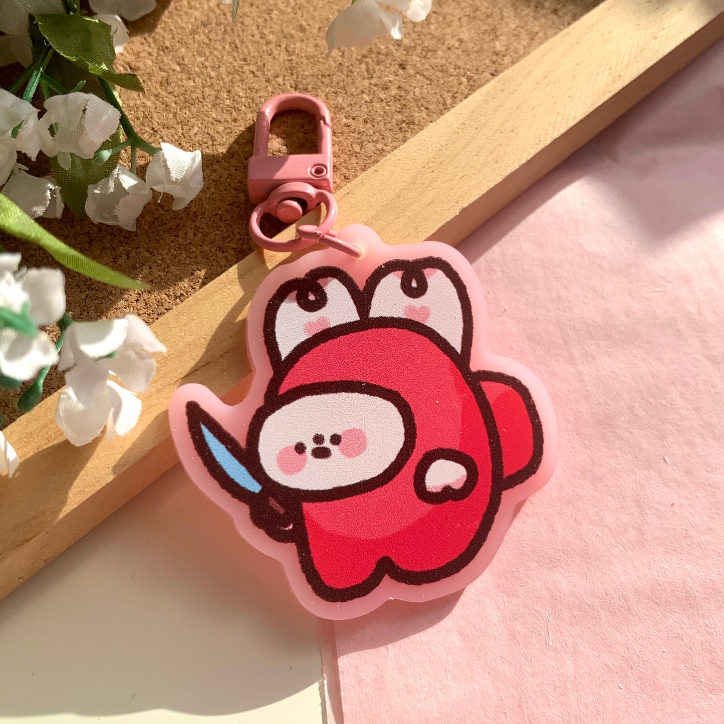 Amogus Bimbo Pink Acrylic Keychain