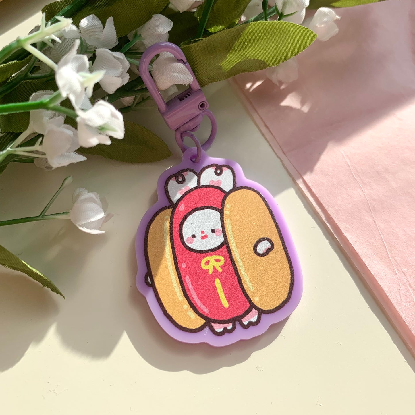 Hot Dog Bimbo Purple Acrylic Keychain