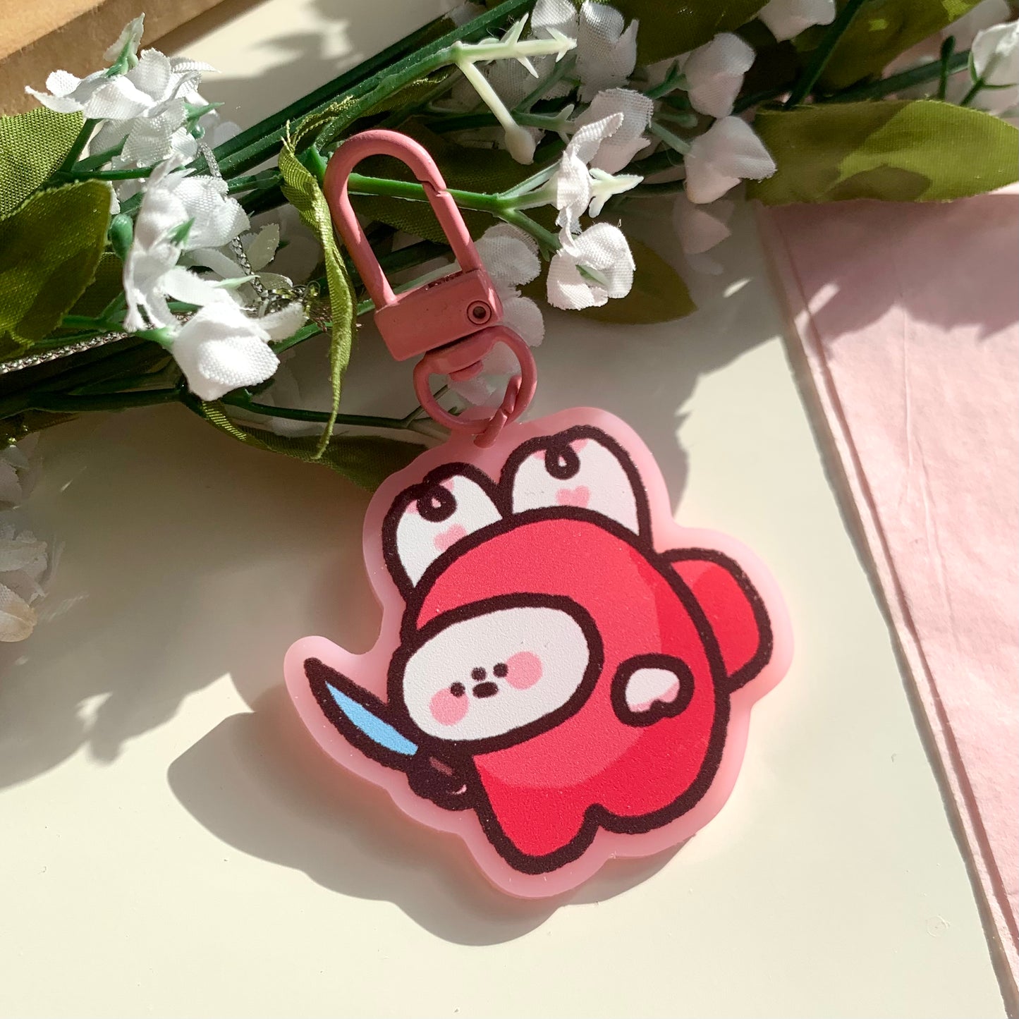 Amogus Bimbo Pink Acrylic Keychain