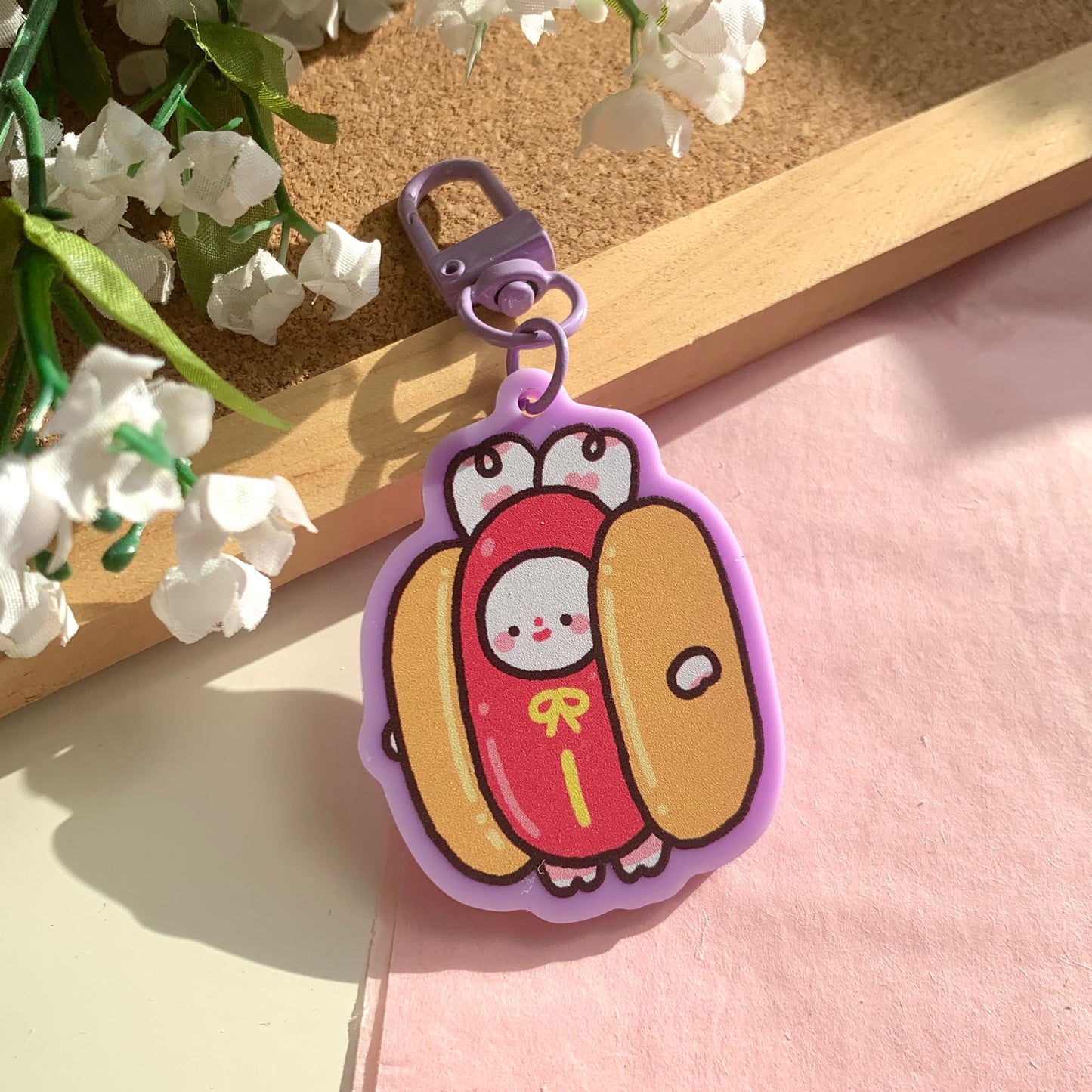 Hot Dog Bimbo Purple Acrylic Keychain