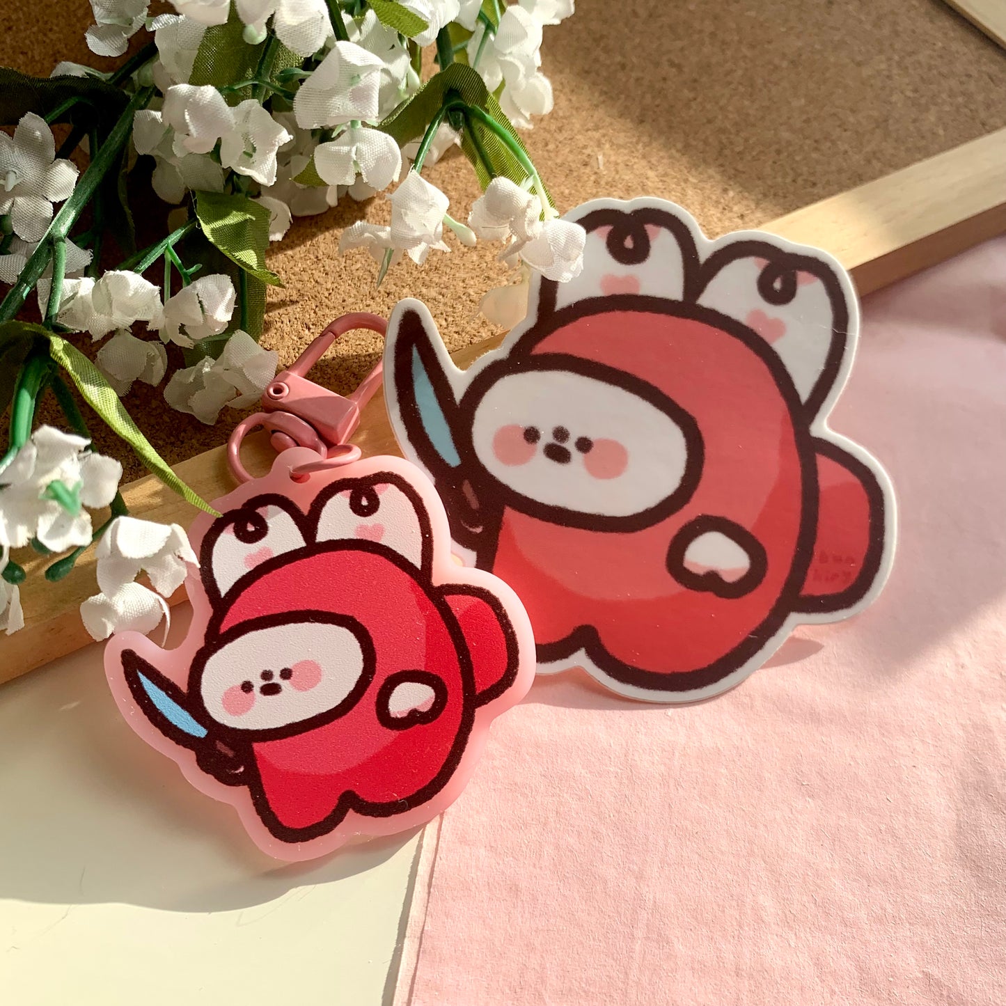 Amogus Bimbo Pink Acrylic Keychain