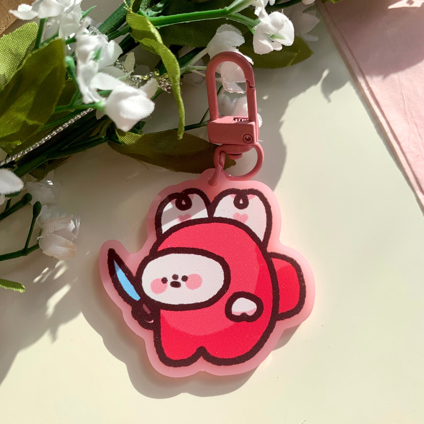 Amogus Bimbo Pink Acrylic Keychain