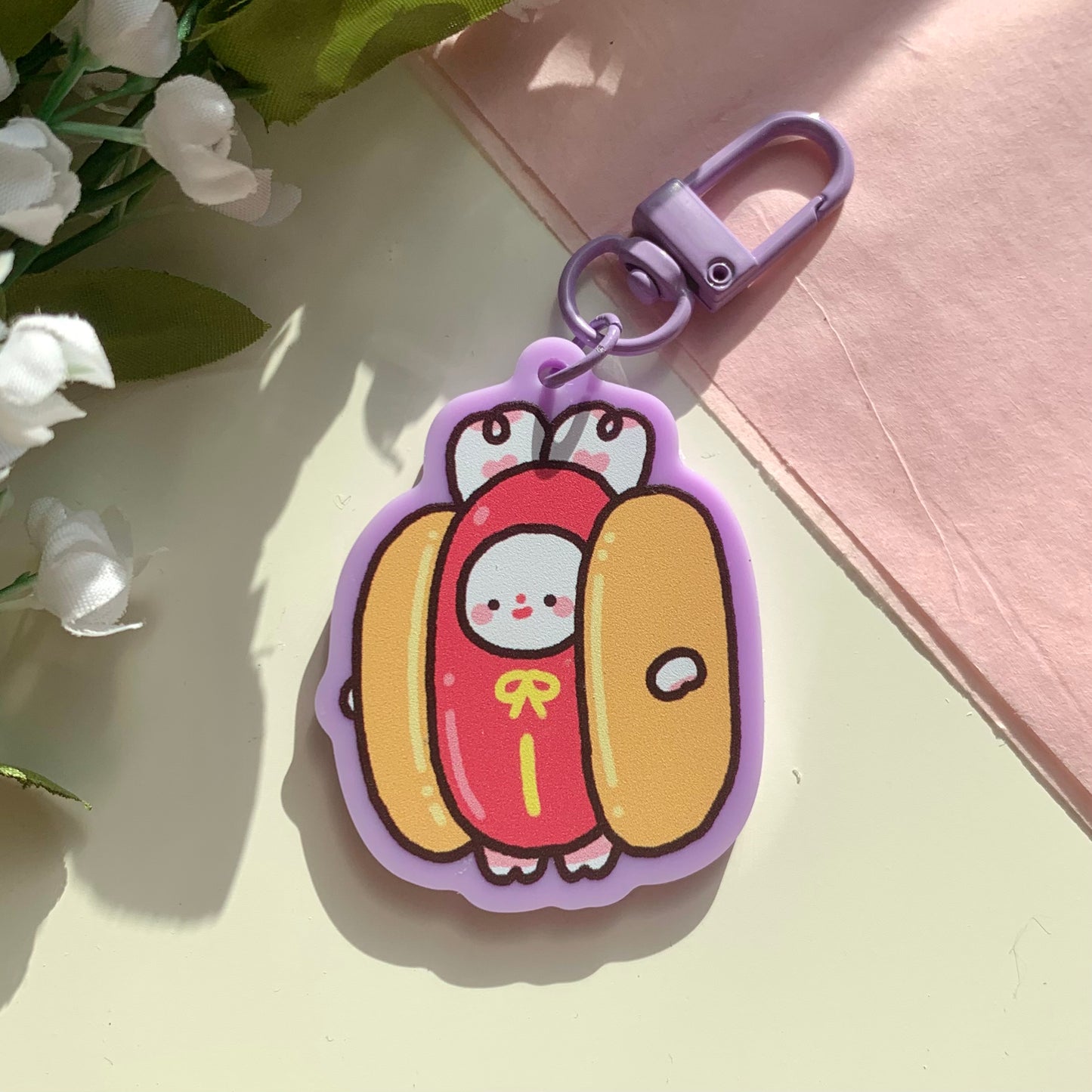 Hot Dog Bimbo Purple Acrylic Keychain