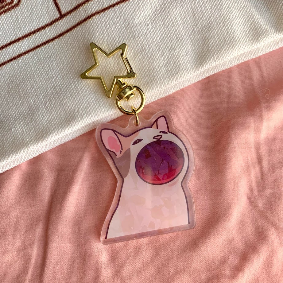 Pop Cat Holographic Acrylic Keychain