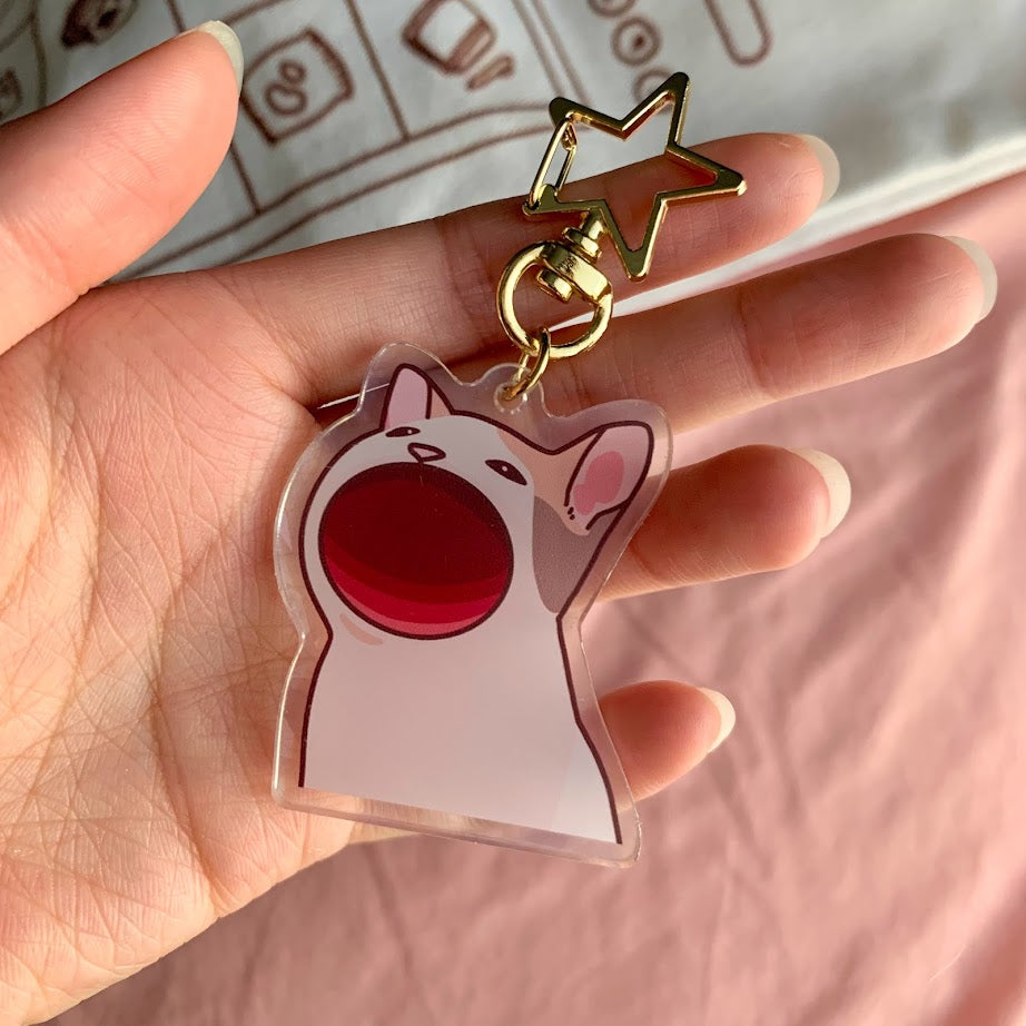 Pop Cat Holographic Acrylic Keychain